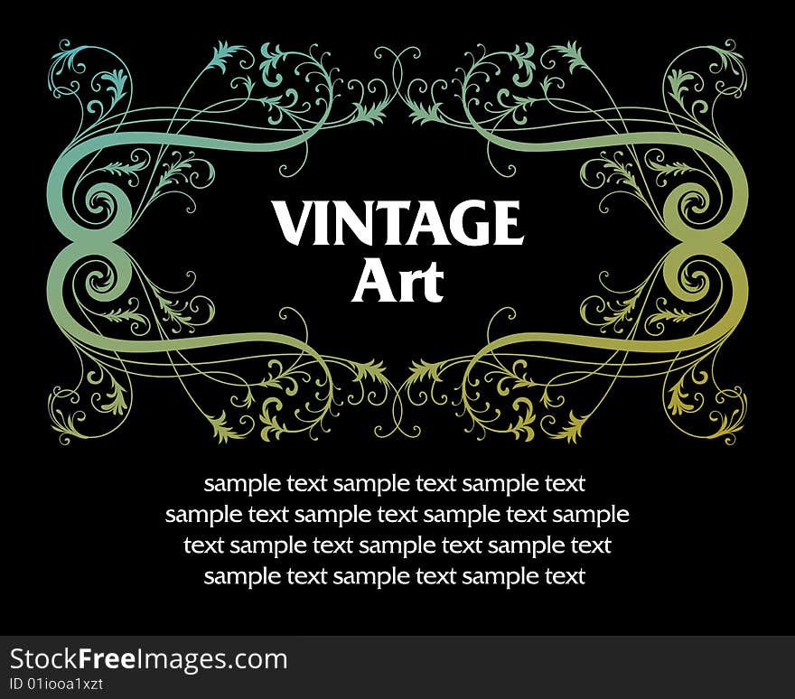 Vector vintage template frame In flower style