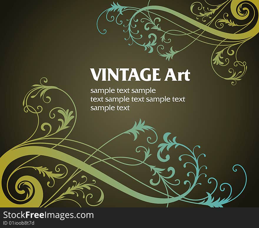 Vector vintage template frame In flower style