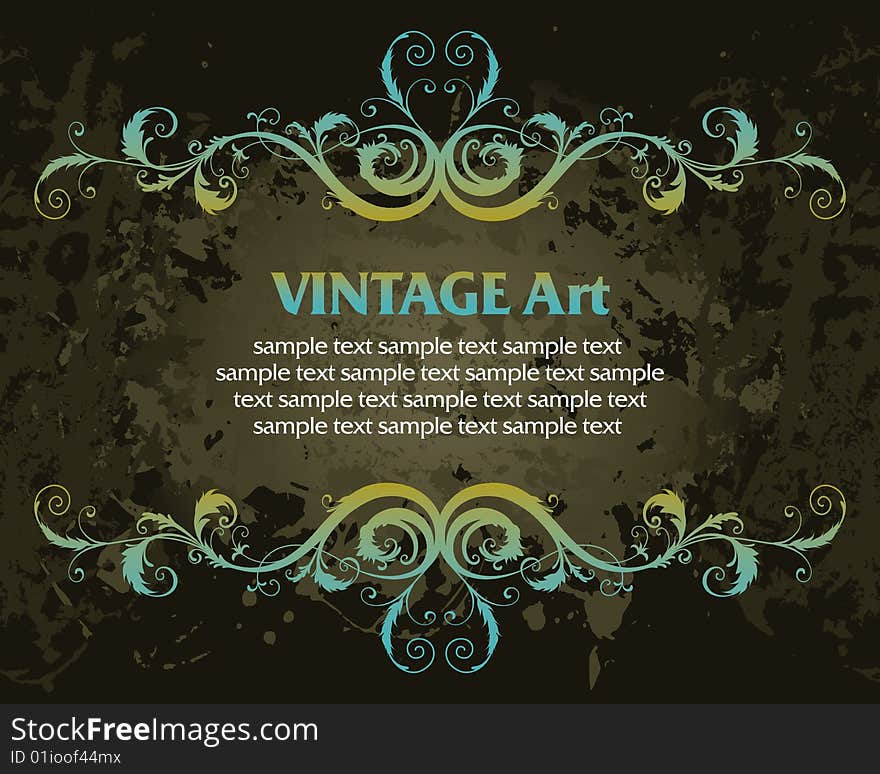 Vector vintage template frame In flower style