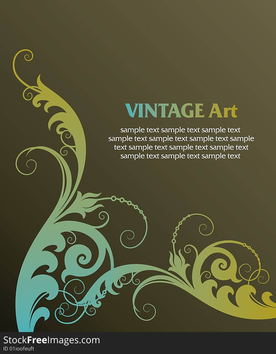 Vector vintage template frame In flower style