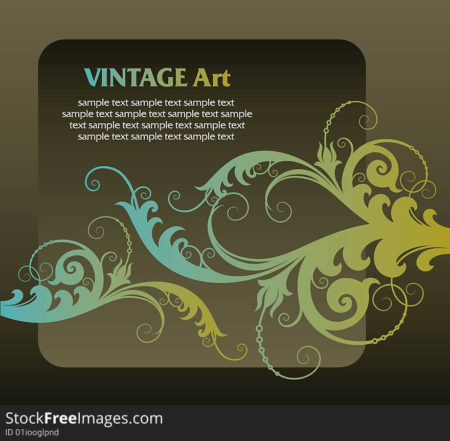 Vector vintage template frame In flower style