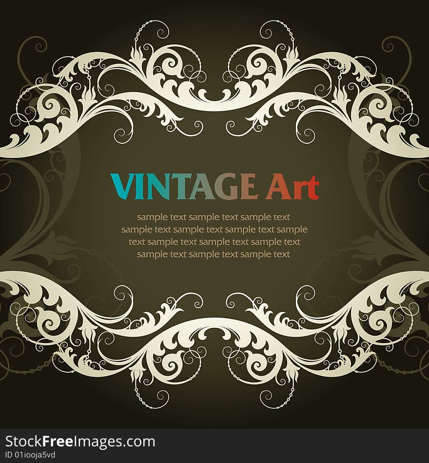 Vector vintage template frame In flower style