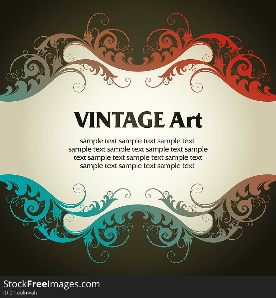 Vector vintage template frame In flower style