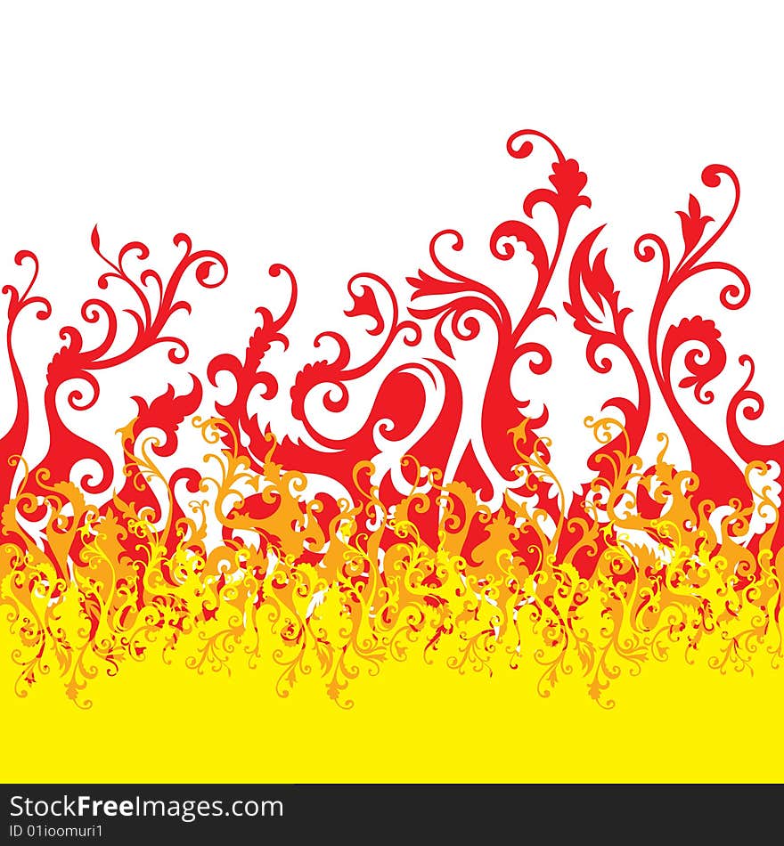 Vector floral ornament In flame style (horizontal seamless)