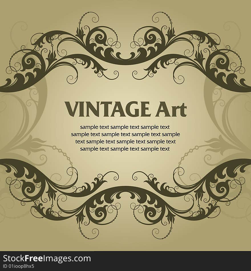 Vector vintage template frame In flower style