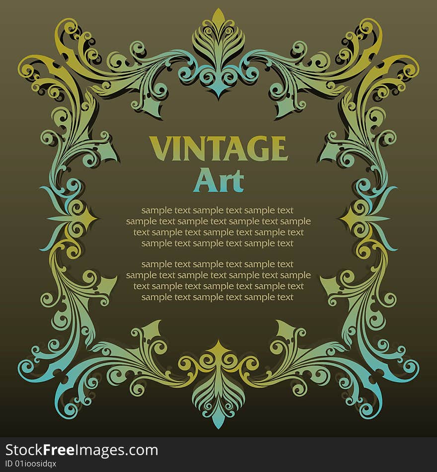 Vector vintage template frame In flower style