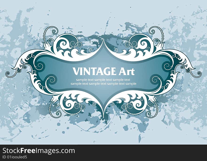 Vector vintage template frame In flower style