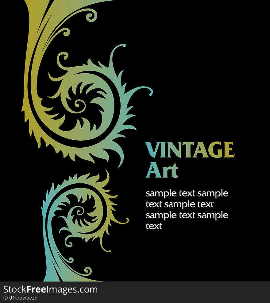 Vector vintage template frame In flower style