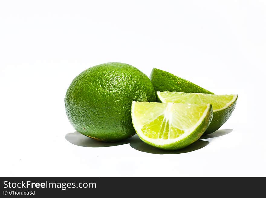 Tahitian Limes Isolated over white. Tahitian Limes Isolated over white