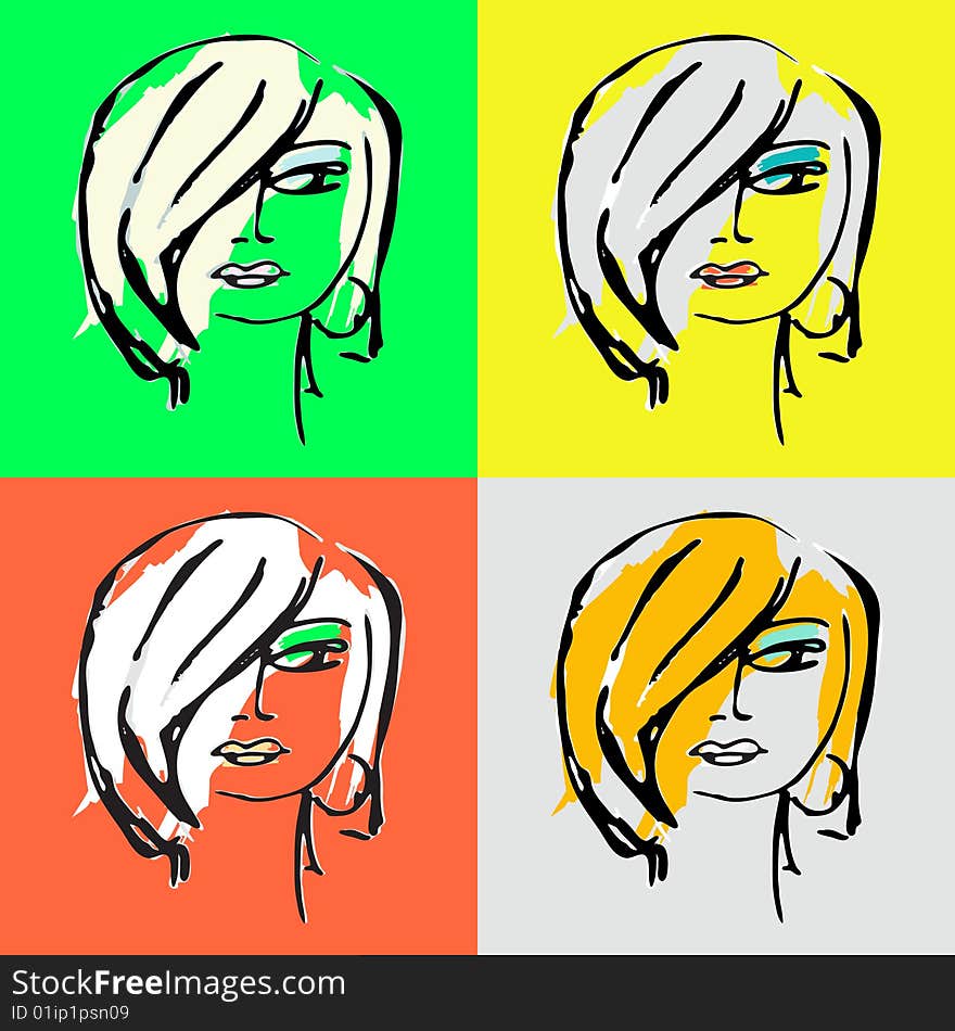 Woman face silhouette for your design 2d vector