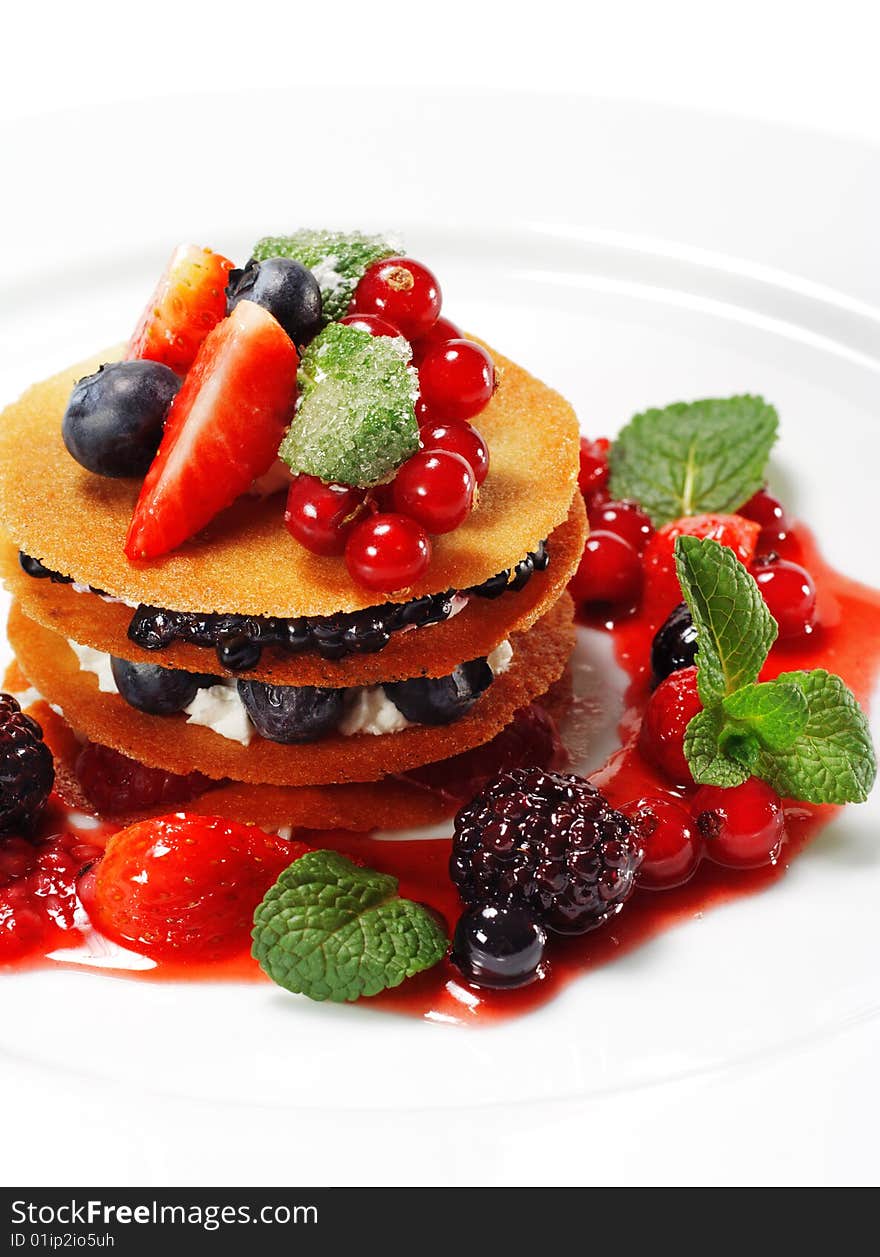 Berries Dessert Isolated on White Background