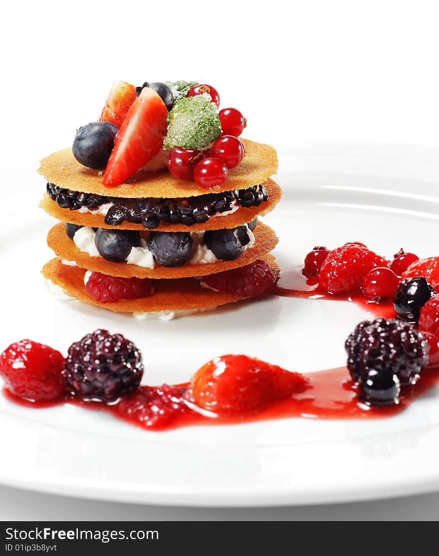 Berries Dessert Isolated on White Background