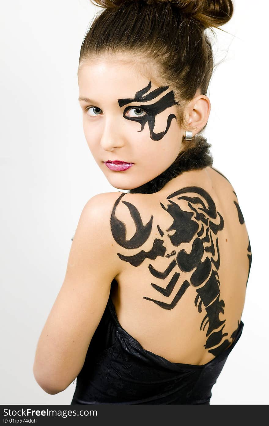 Girl With Scorpio Painted On Back