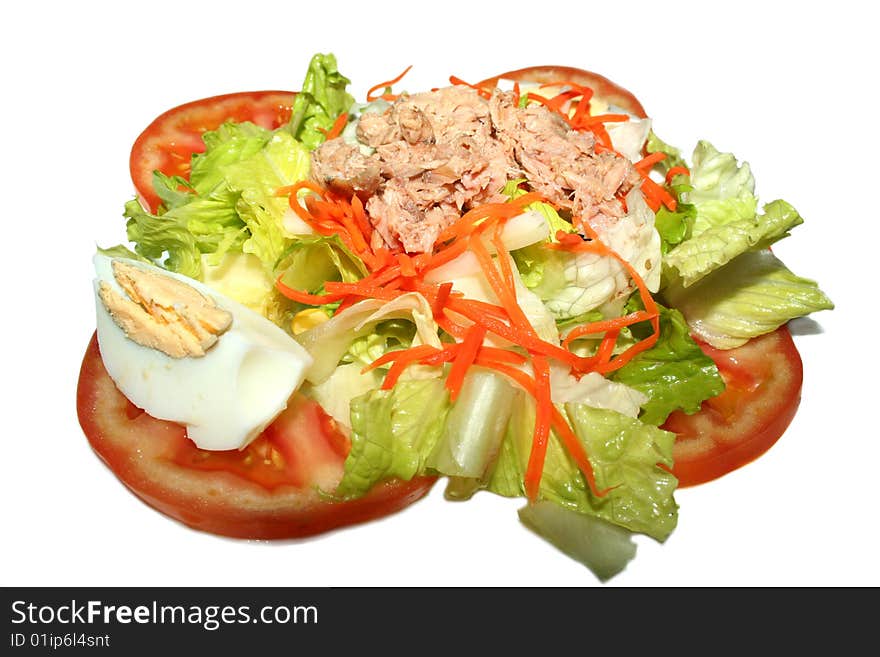 The most popular salad in Southern Spain isolated on white background. The most popular salad in Southern Spain isolated on white background