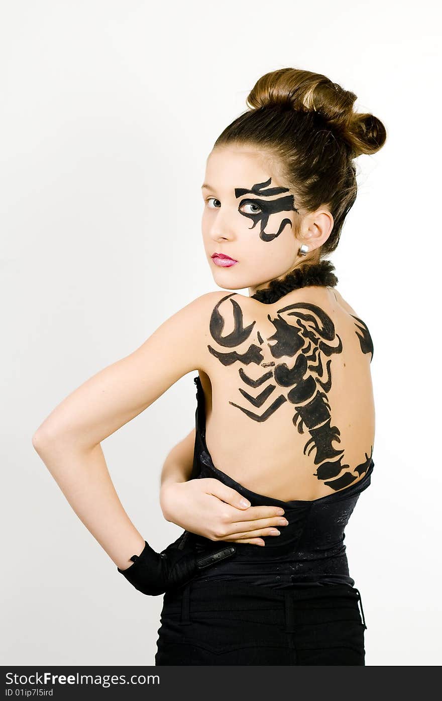 Girl With Scorpio Painted On Back