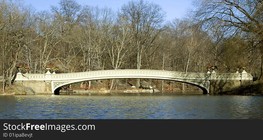 Panoramic view of the Bow Bridge in New York city, USA.