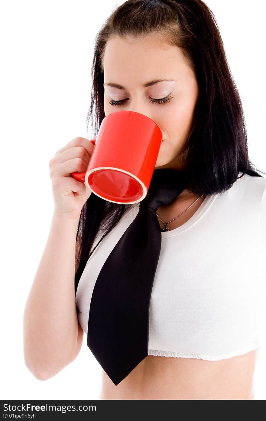 Young female drinking coffee