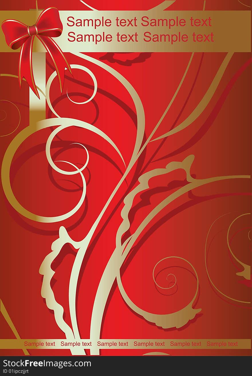 Red bow on decorative background