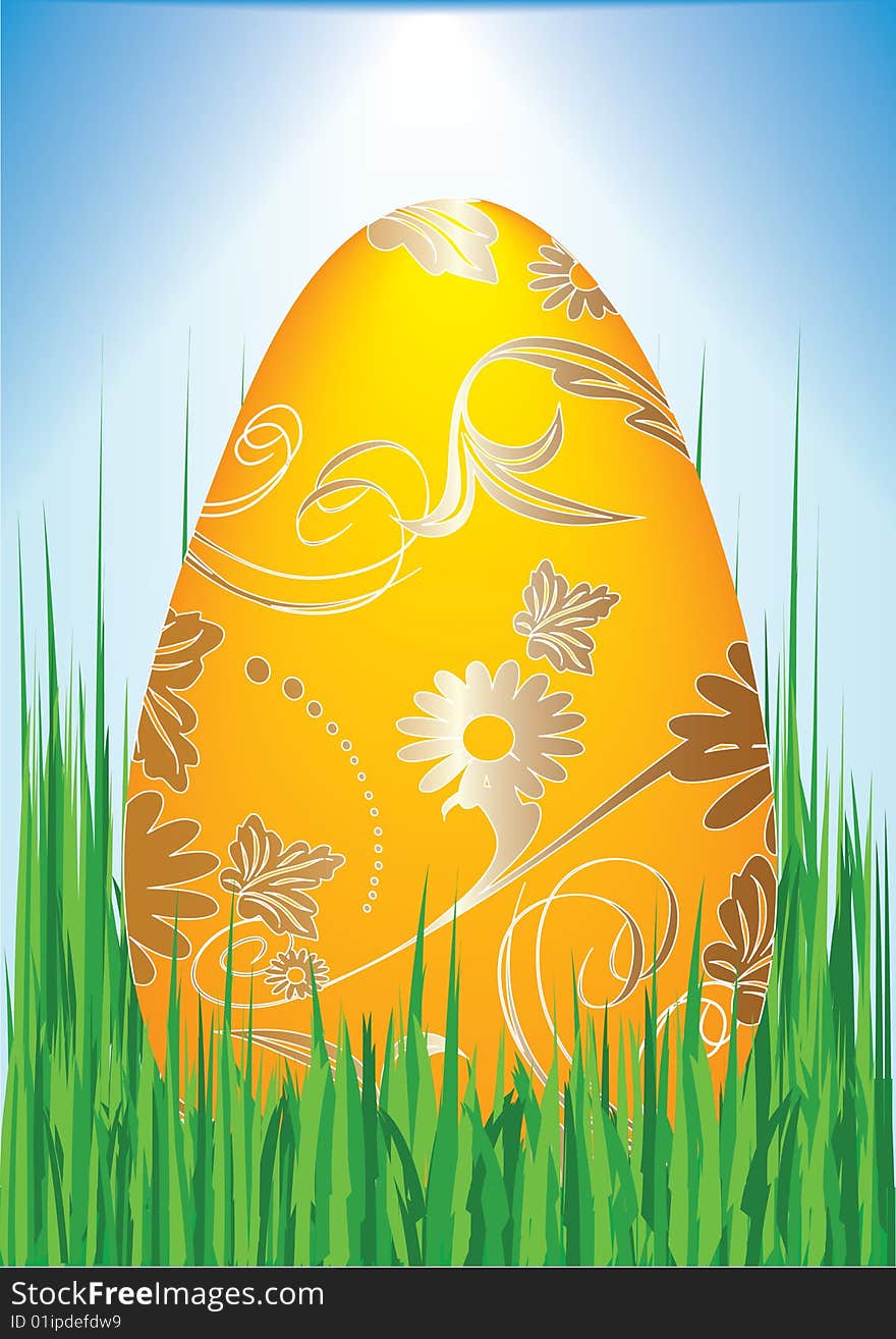 Easter background with gold egg