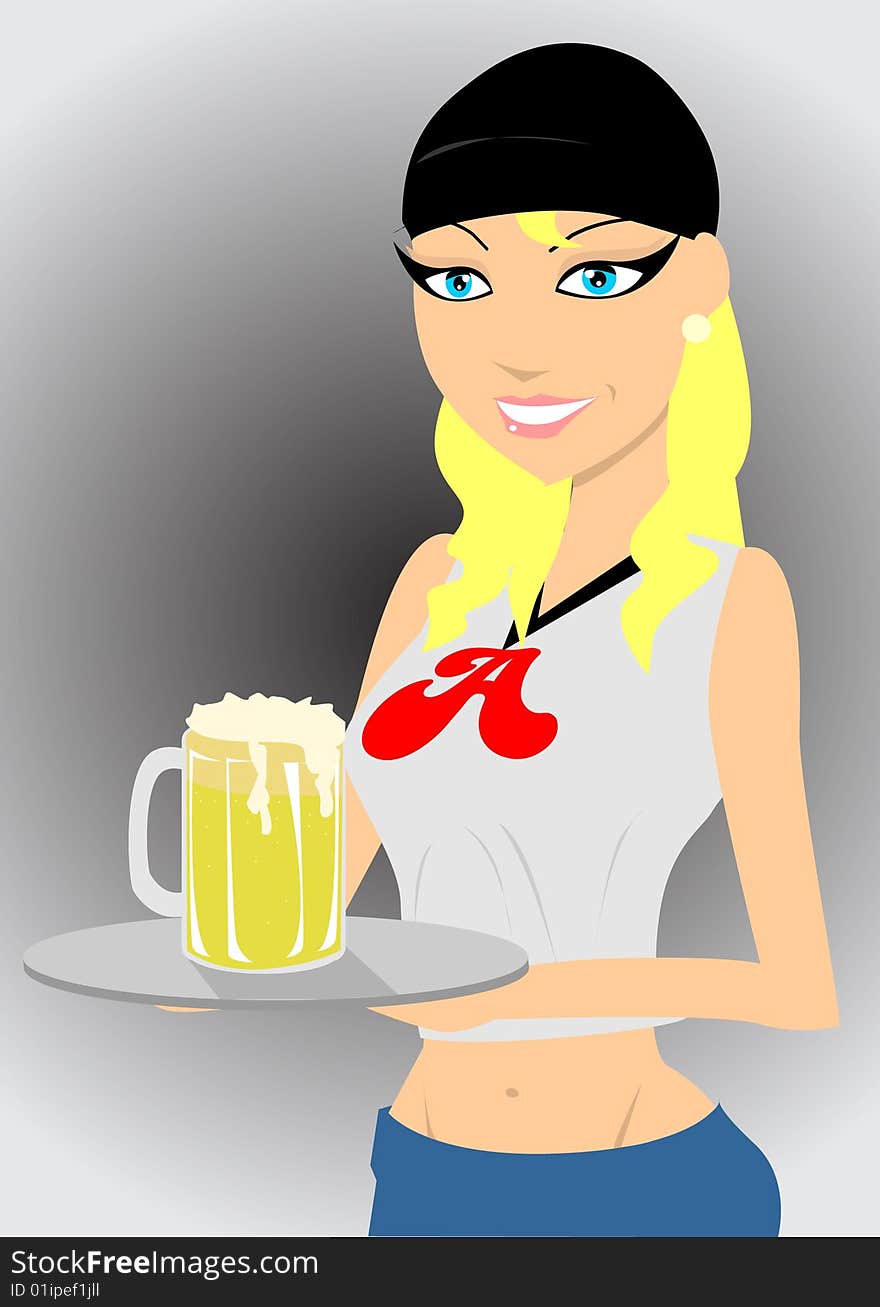 Girl with beer vector illustration