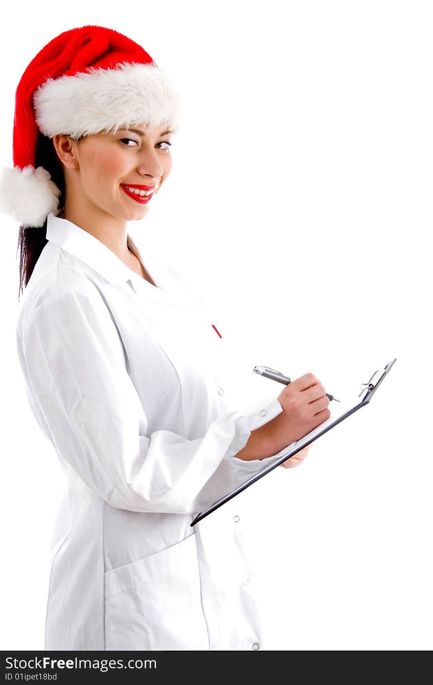 Doctor Wearing Christmas Hat