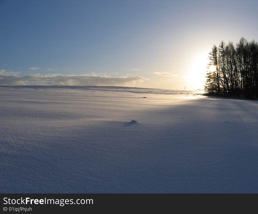 Sunset in winter