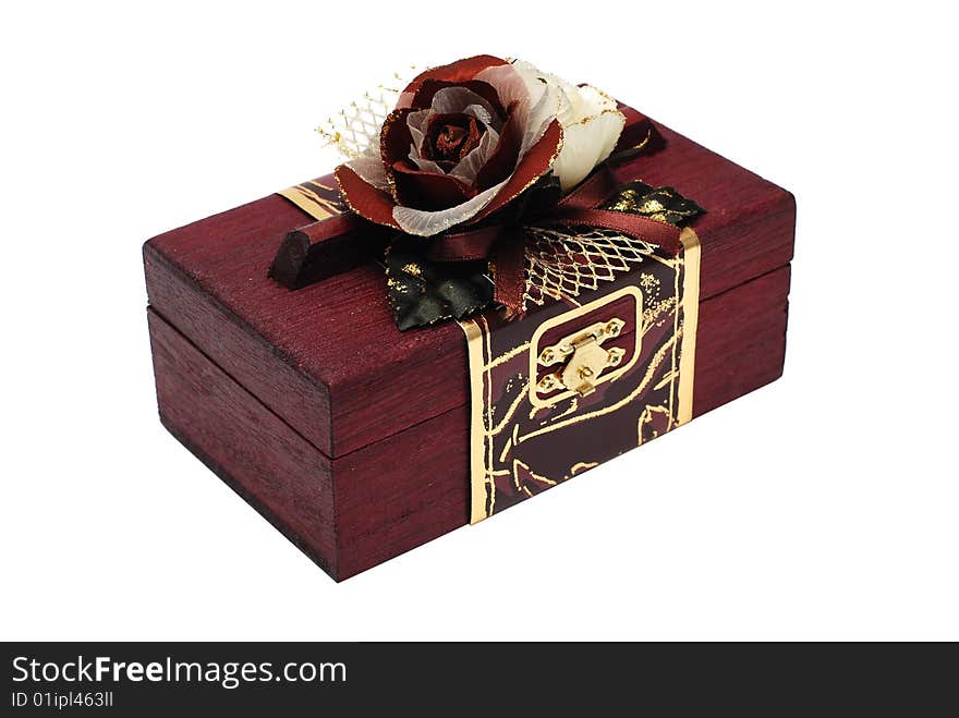 Gift Wooden Box Isolated On A White