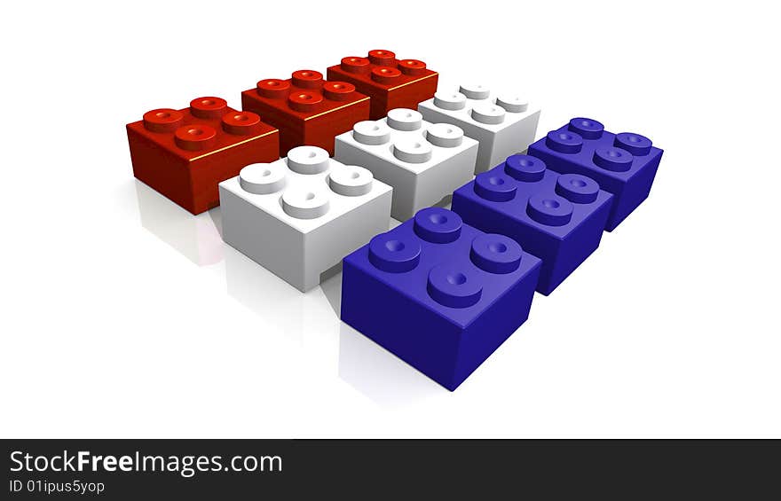 Dutch flag made with blocks - 3d made