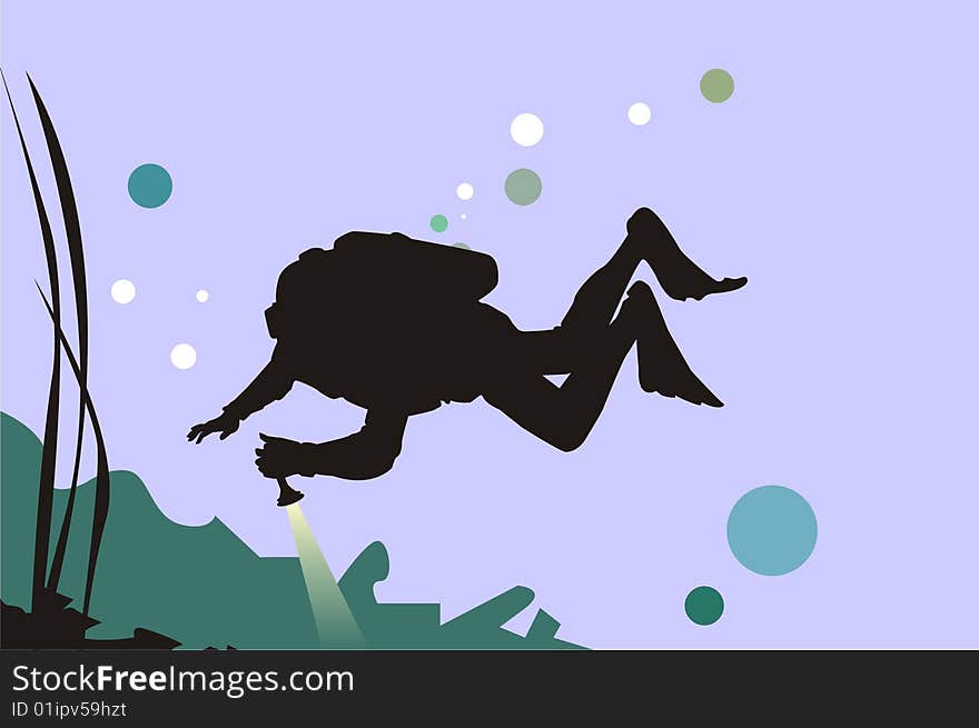 Silhouette of the frogman