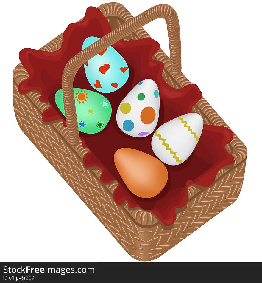 Easter eggs in a red basket