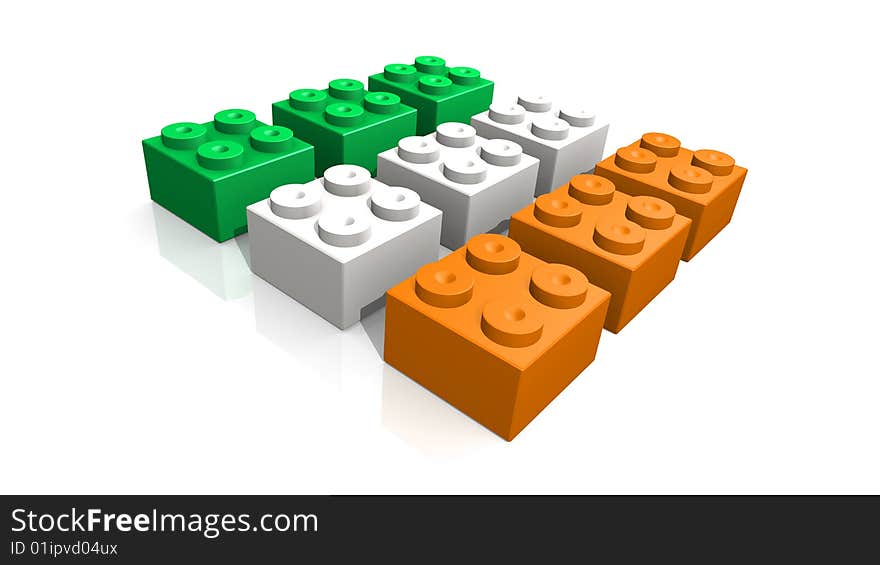 Irish flag made with blocks