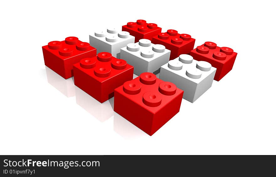 Austrian flag made with blocks - 3d made