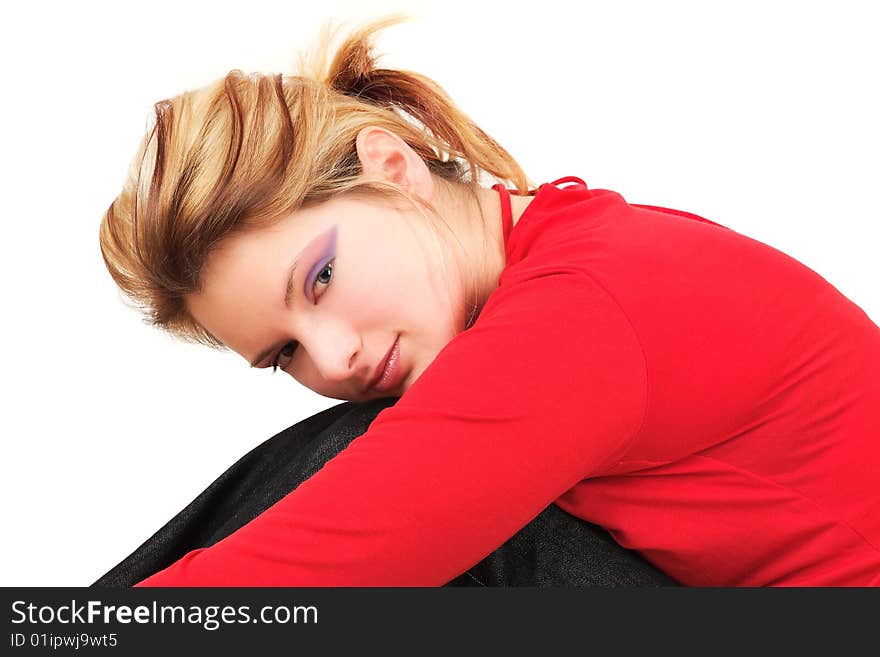 Girl in Red having rest