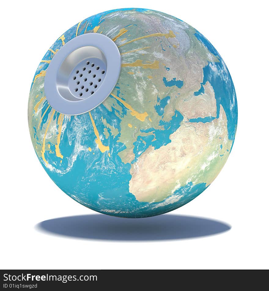 An illustration of the earth with a washer hole and dirty stains. An illustration of the earth with a washer hole and dirty stains