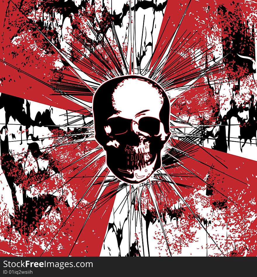 A skull on a grunge  background design. A skull on a grunge  background design