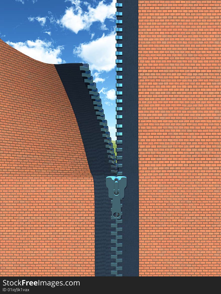 An illustration of the walls that open with a zipper. An illustration of the walls that open with a zipper