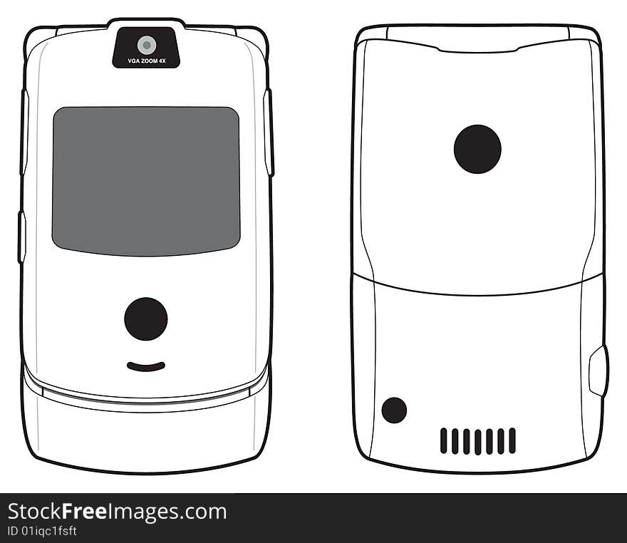 Phone, front and back side, illustration