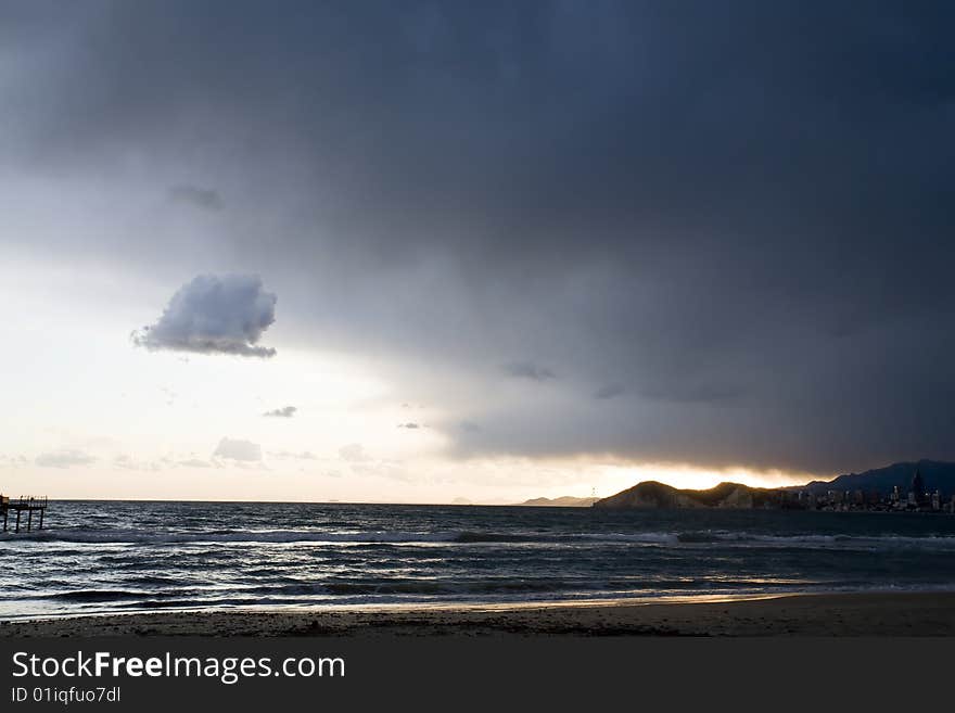 On coming storm above the sea