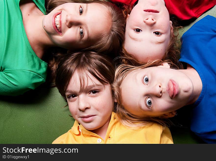 Group of little students with different ages in a happy mood. Group of little students with different ages in a happy mood