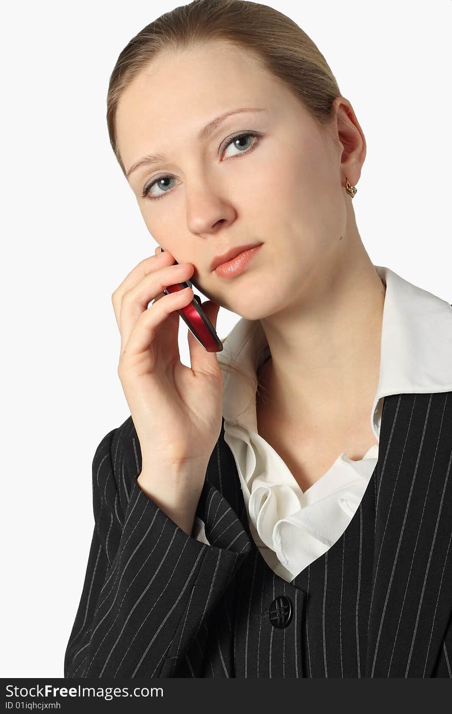 Young Beautiful Businesswoman With Cellular Phone