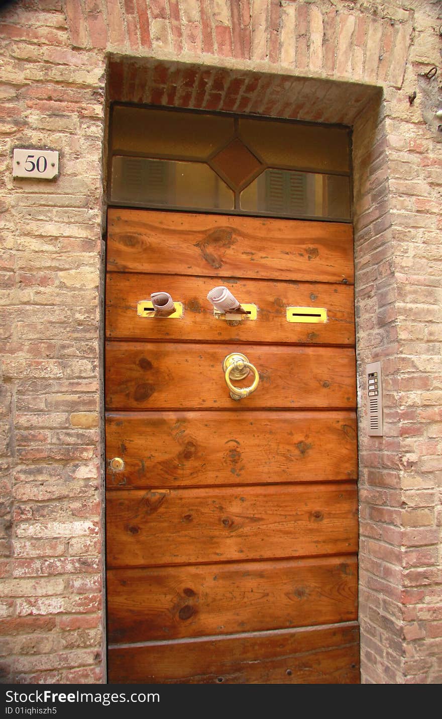 Wooden  Entrance Door With Brass Post Boxes