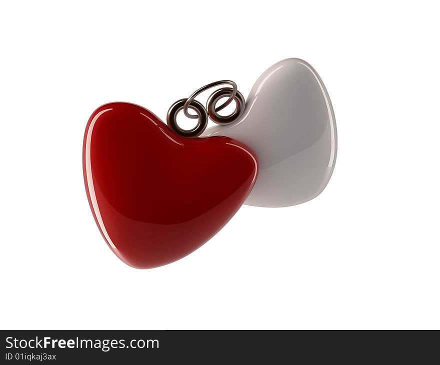 Isolated red and white heart. Isolated red and white heart