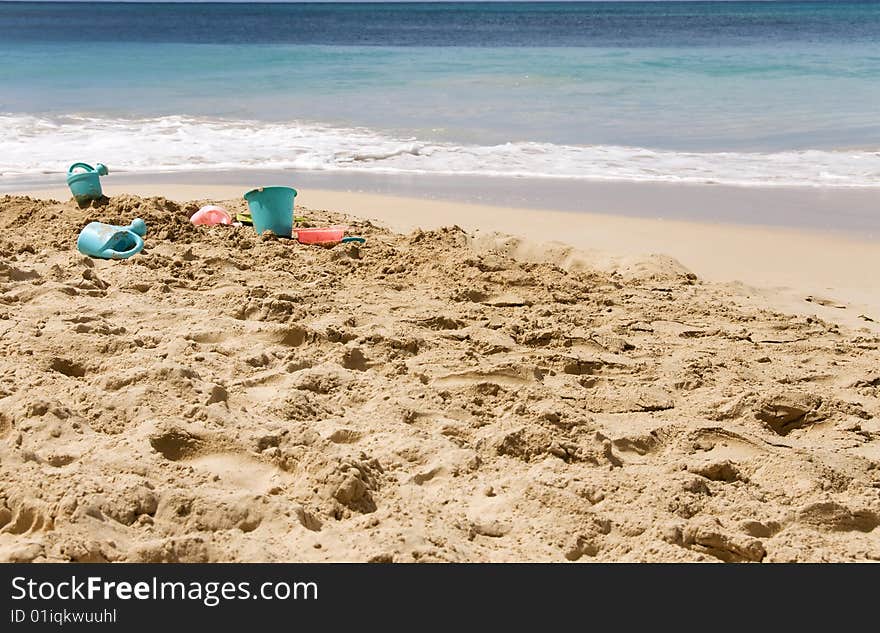 Some toys of beach in summer