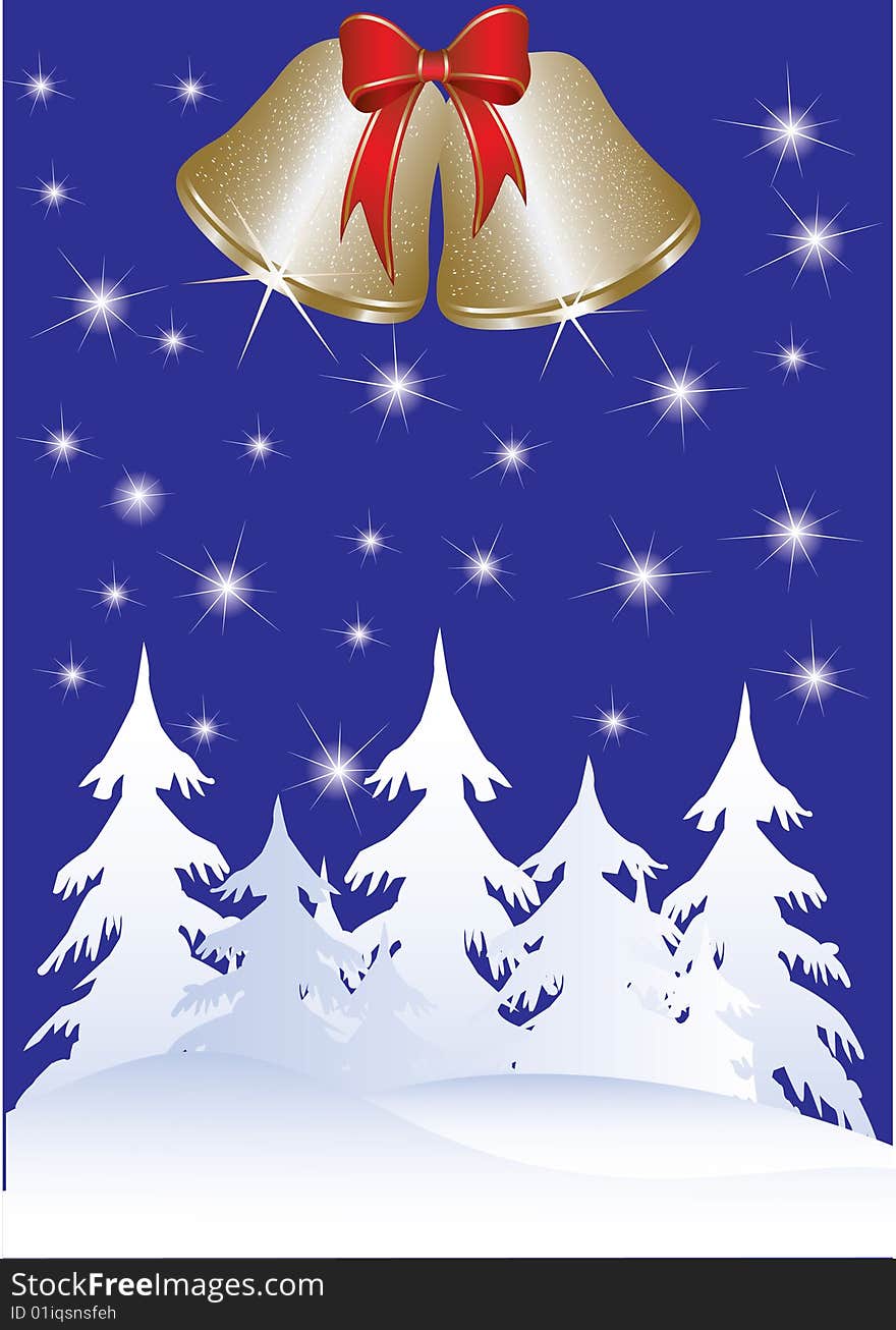 Blue Christmas background vector, red bow and ball