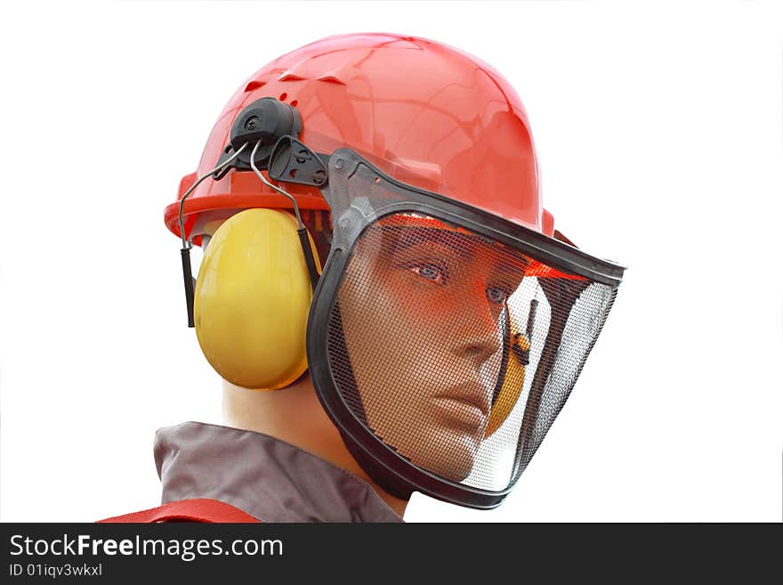 Mannequin of worker in hard hat