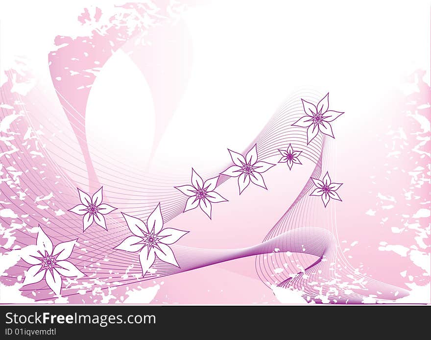 Pink floral card, abstract background vector