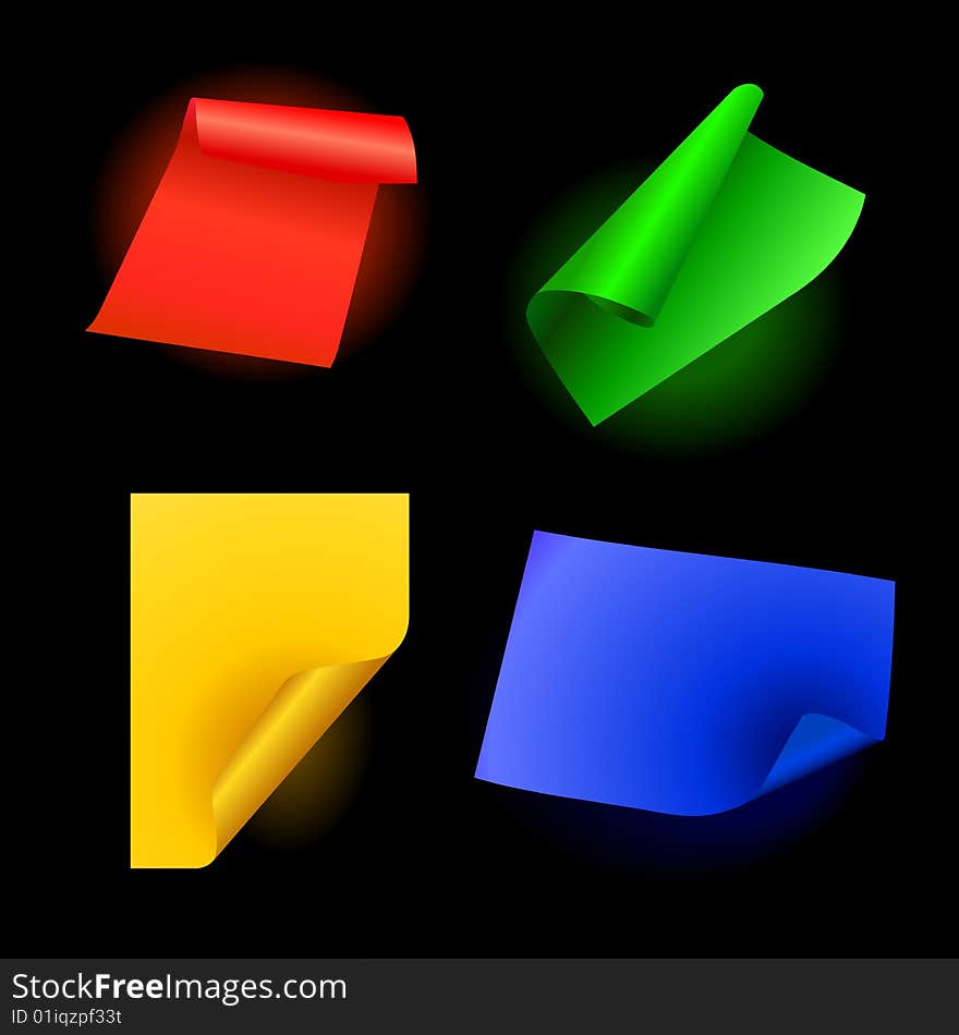 Vector set of colorful paper on black background. Vector set of colorful paper on black background