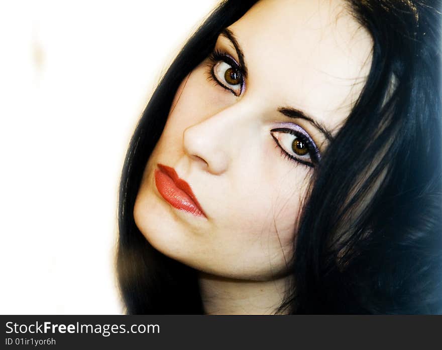 Black hair girl - studio shot. Black hair girl - studio shot.