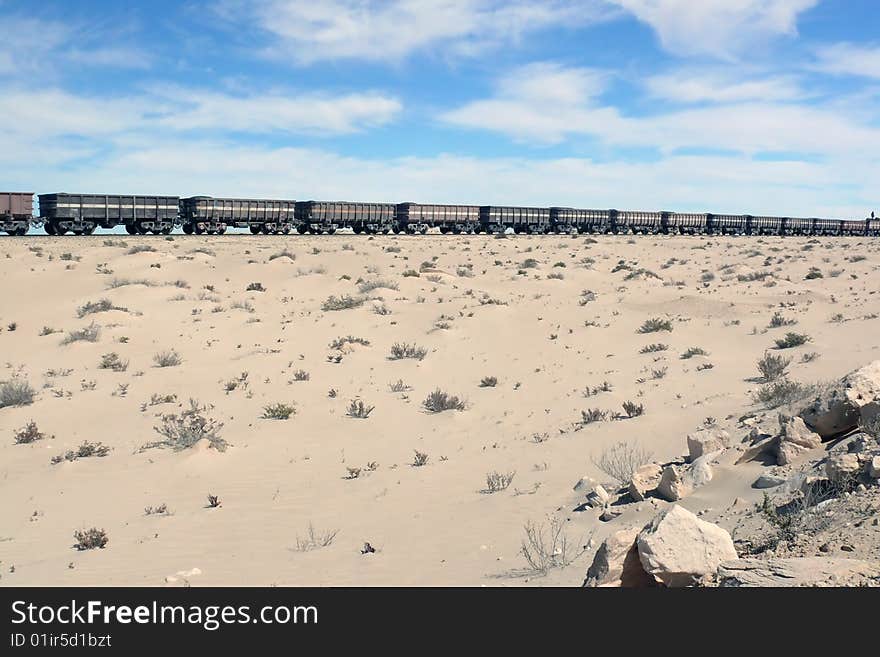 Iron Ore Train In The Sahara, Mauritania