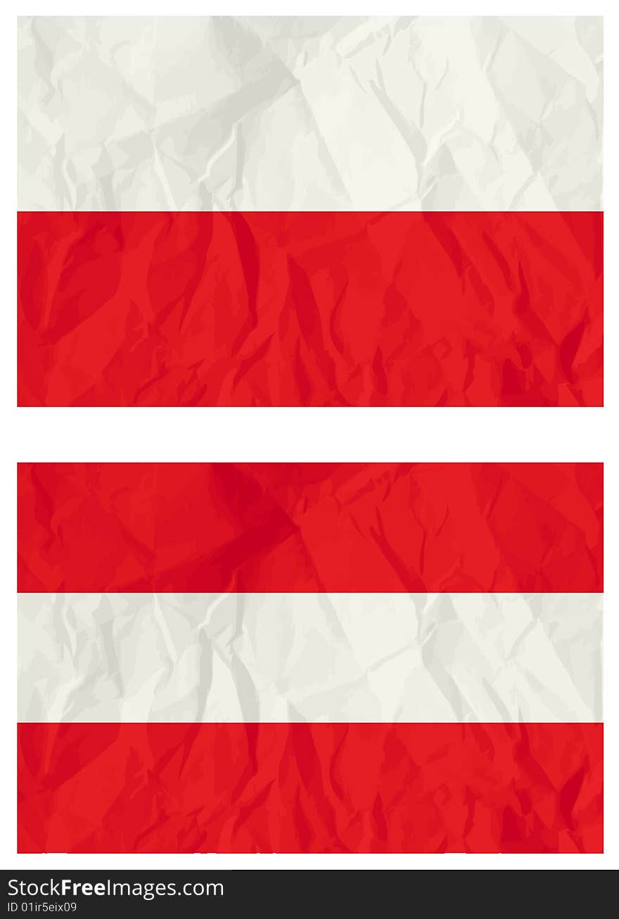 Poland and Austria flags, vector illustration